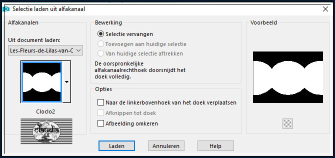 Selecties - Selectie laden/opslaan - Selectie laden uit alfkanaal : Cloclo2