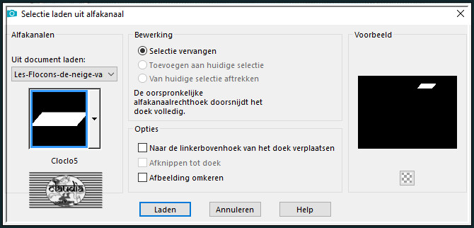 Selecties - Selectie laden/opslaan - Selectie laden uit alfkanaal : Cloclo5