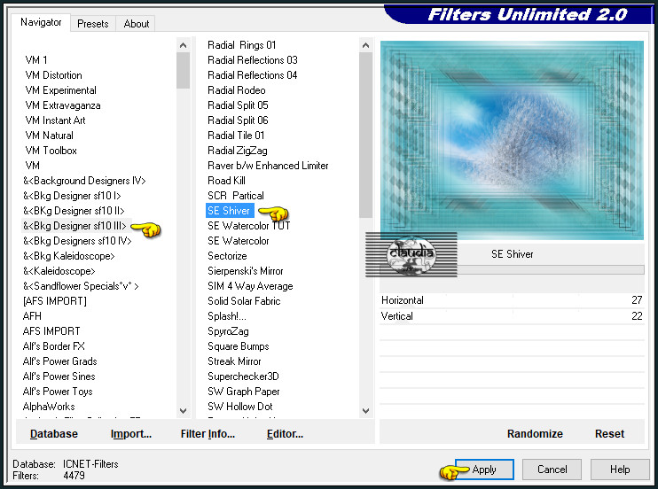 Effecten - Insteekfilters - <I.C.NET Software> - Filters Unlimited 2.0 - &<Bkg Designer sf10 III> - SE Shiver