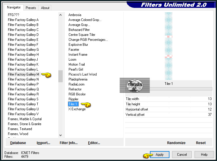 Effecten - Insteekfilters - <I.C.NET Software> - Filters Unlimited 2.0 - Filter Factory Gallery M - Tiler 1
