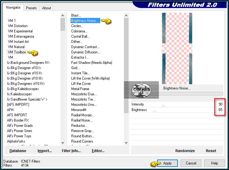Effecten - Insteekfilters - <I.C.NET Software> - Filters Unlimited 2.0 - VM Toolbox - Brightness Noise