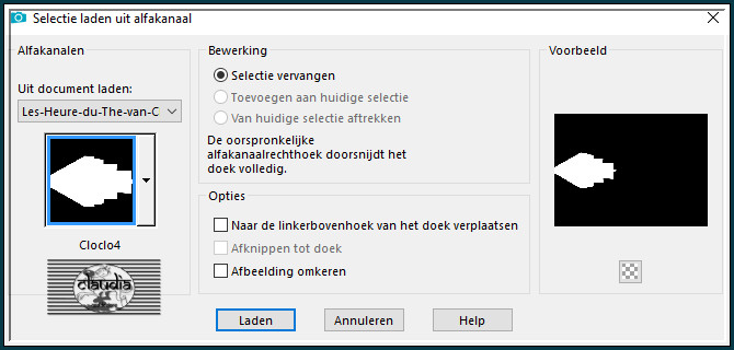 Selecties - Selectie laden/opslaan - Selectie laden uit alfkanaal : Cloclo4