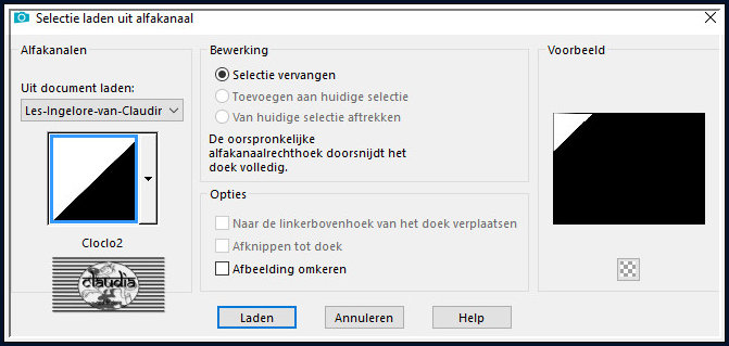 Selecties - Selectie laden/opslaan - Selectie laden uit alfkanaal : Cloclo 2