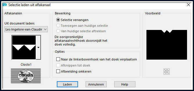 Selecties - Selectie laden/opslaan - Selectie laden uit alfkanaal : Cloclo 1