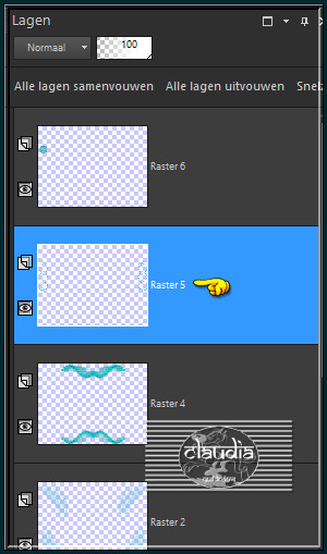 Ga terug naar je werkje en activeer de laag eronder (= Raster 5)
