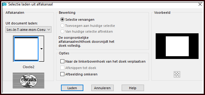 Selecties - Selectie laden/opslaan - Selectie laden uit alfkanaal : Cloclo2