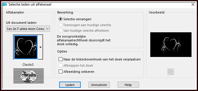 Selecties - Selectie laden/opslaan - Selectie laden uit alfkanaal : Cloclo3