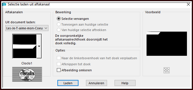 Selecties - Selectie laden/opslaan - Selectie laden uit alfkanaal : Cloclo1