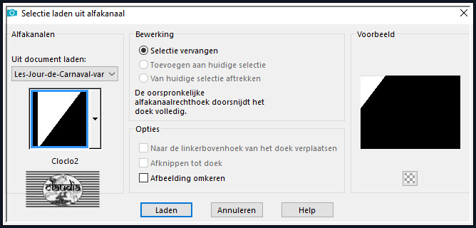 Selecties - Selectie laden/opslaan - Selectie laden uit alfkanaal : Cloclo 2