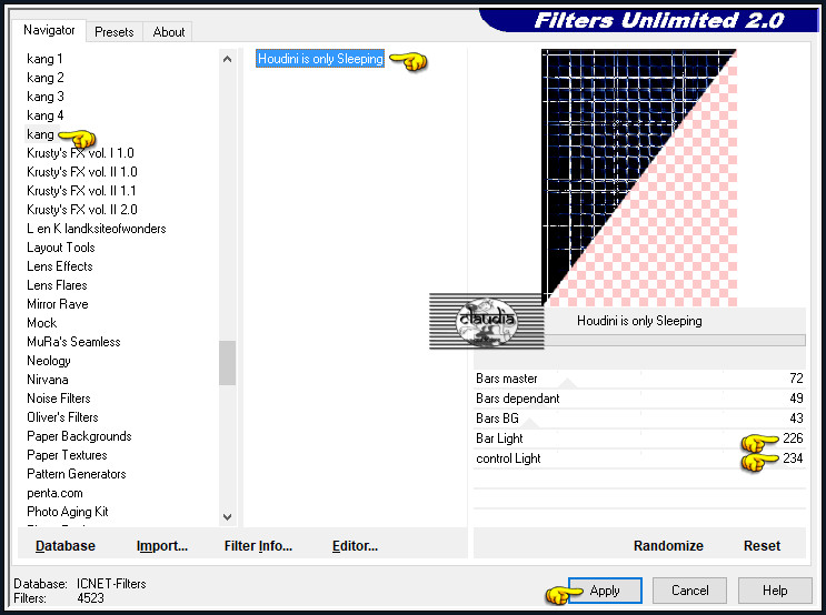 Effecten - Insteekfilters - <I.C.NET Software> - Filters Unlimited 2.0 - kang - Houdini is only Sleeping