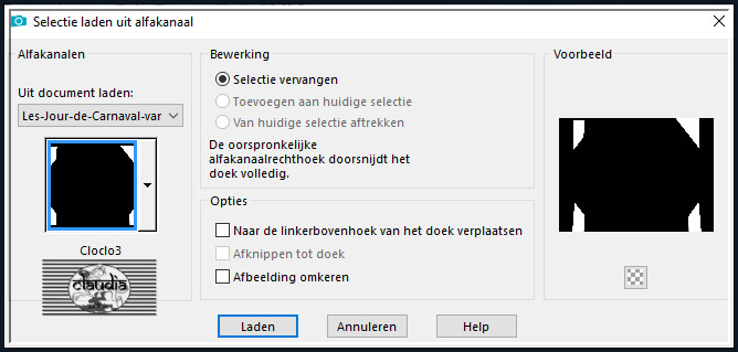 Selecties - Selectie laden/opslaan - Selectie laden uit alfkanaal : Cloclo 3