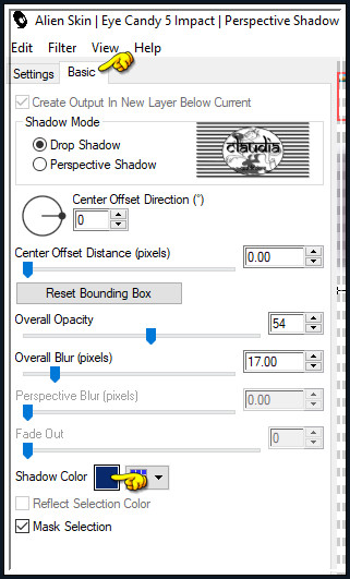 Als je met eigen kleuren werkt klik je op het tabblad "Basic" en verander je de kleur bij "Shadow Color" naar jou achtergrondkleur