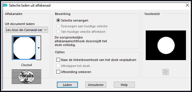 Selecties - Selectie laden/opslaan - Selectie laden uit alfkanaal : Cloclo 4