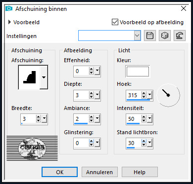 Effecten - 3D-Effecten - Afschuining binnen