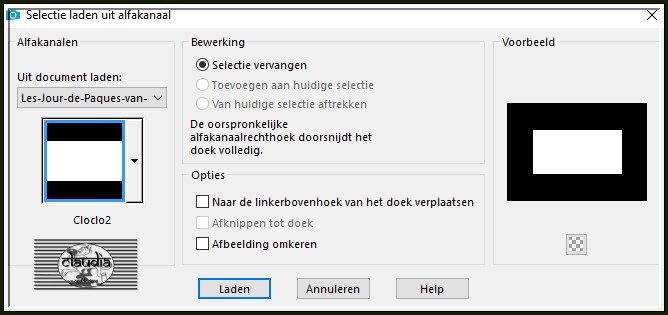 Selecties - Selectie laden/opslaan - Selectie laden uit alfkanaal : Cloclo2