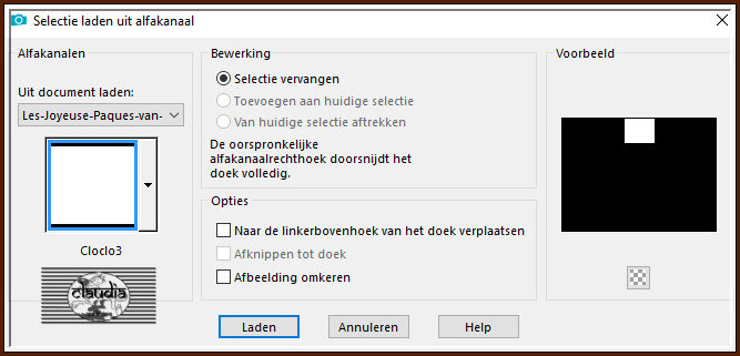 Selecties - Selectie laden/opslaan - Selectie laden uit alfkanaal : Cloclo3