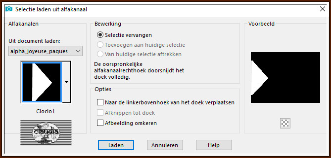 Selecties - Selectie laden/opslaan - Selectie laden uit alfkanaal : Cloclo1