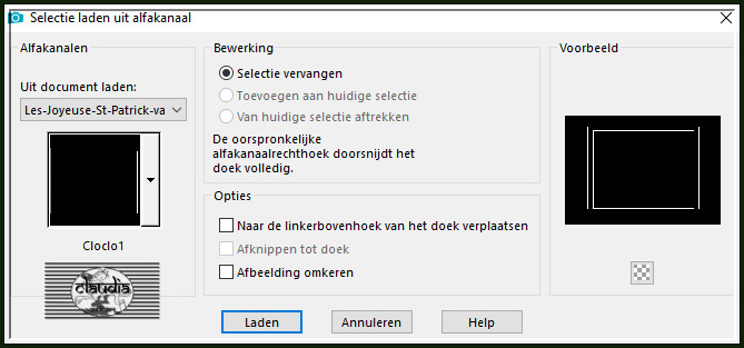 Selecties - Selectie laden/opslaan - Selectie laden uit alfkanaal : cloclo1