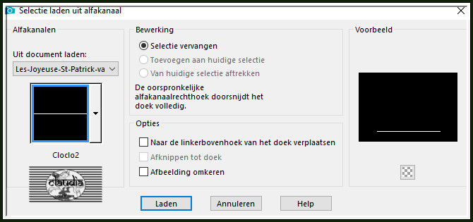 Selecties - Selectie laden/opslaan - Selectie laden uit alfkanaal : cloclo2