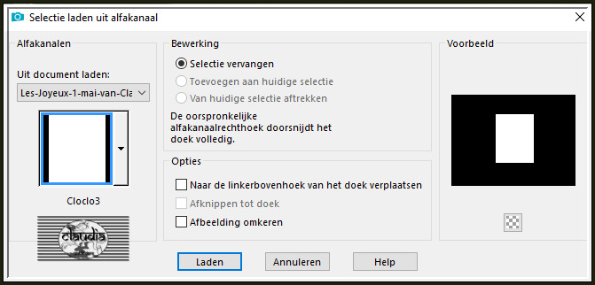 Selecties - Selectie laden/opslaan - Selectie laden uit alfkanaal : Cloclo3