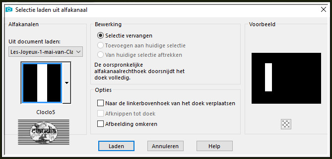 Selecties - Selectie laden/opslaan - Selectie laden uit alfkanaal : Cloclo5