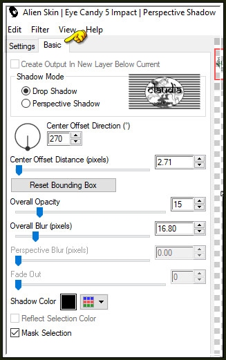 Effecten - Insteekfilters - Alien Skin Eye Candy 5 : Impact - Perspective Shadow :