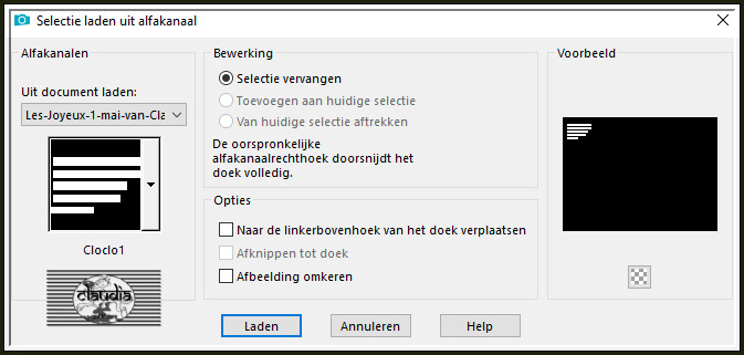 Selecties - Selectie laden/opslaan - Selectie laden uit alfkanaal : Cloclo1