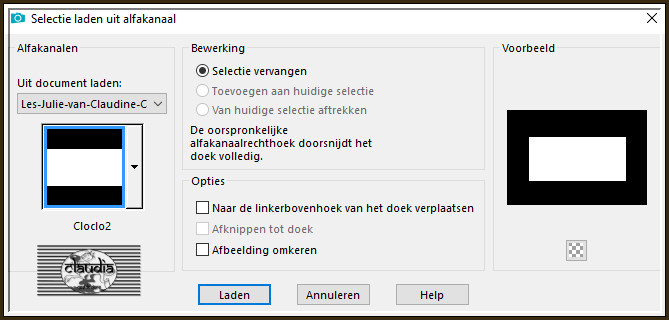 Selecties - Selectie laden/opslaan - Selectie laden uit alfkanaal : Cloclo2