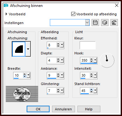 Effecten - 3D-Effecten - Afschuining binnen 