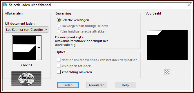 Selecties - Selectie laden/opslaan - Selectie laden uit alfkanaal : Cloclo1