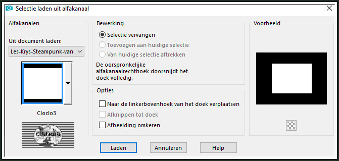 Selecties - Selectie laden/opslaan - Selectie laden uit alfkanaal : Cloclo3