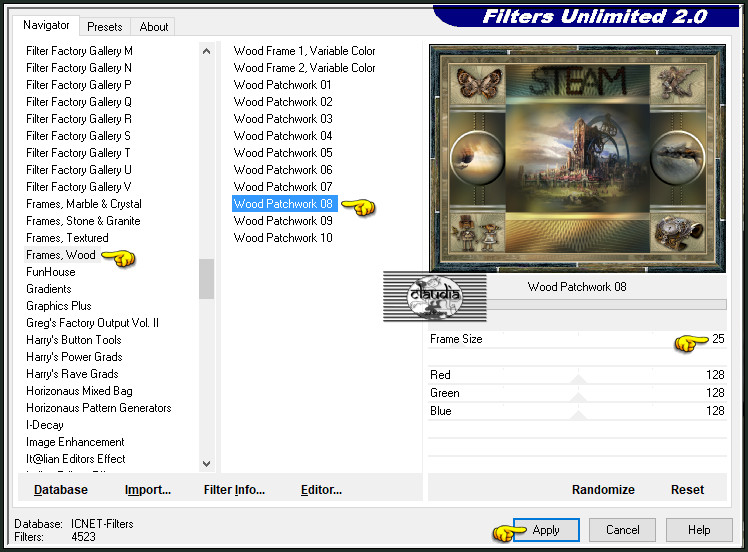 Effecten - Insteekfilters - <I.C.NET Software> - Filters Unlimited 2.0 - Frames, Wood - Wood Patchwork 08