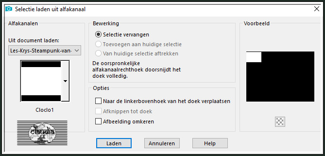 Selecties - Selectie laden/opslaan - Selectie laden uit alfkanaal : Cloclo1