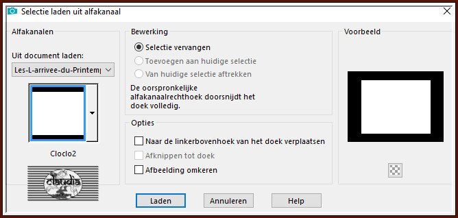 Selecties - Selectie laden/opslaan - Selectie laden uit alfkanaal : Cloclo2