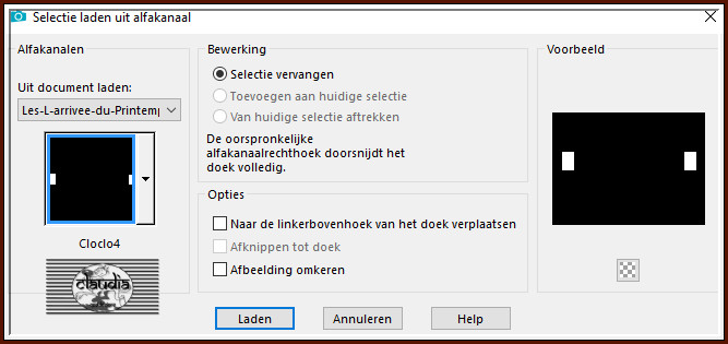 Selecties - Selectie laden/opslaan - Selectie laden uit alfkanaal : Cloclo4