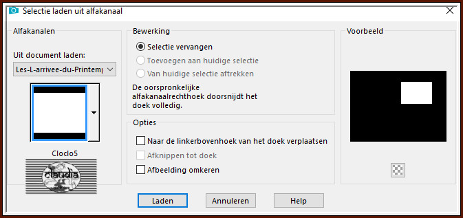 Selecties - Selectie laden/opslaan - Selectie laden uit alfkanaal : Cloclo5