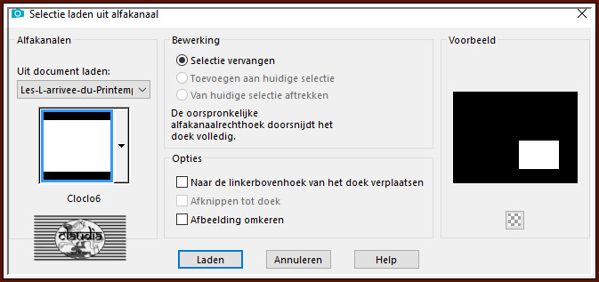 Selecties - Selectie laden/opslaan - Selectie laden uit alfkanaal : Cloclo6