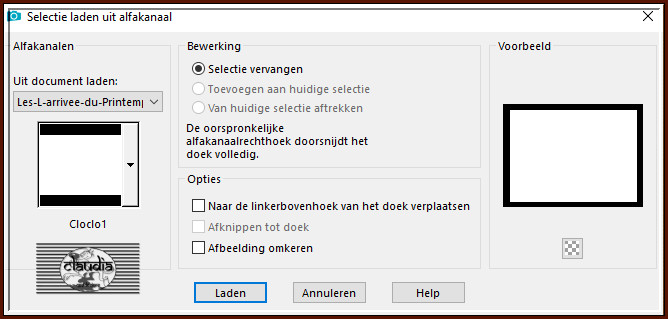 Selecties - Selectie laden/opslaan - Selectie laden uit alfkanaal : Cloclo1