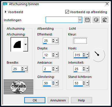 Effecten - 3D-Effecten - Afschuining binnen