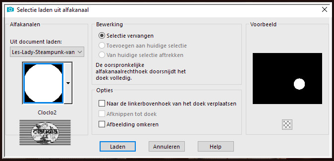 Selecties - Selectie laden/opslaan - Selectie laden uit alfkanaal : Cloclo2