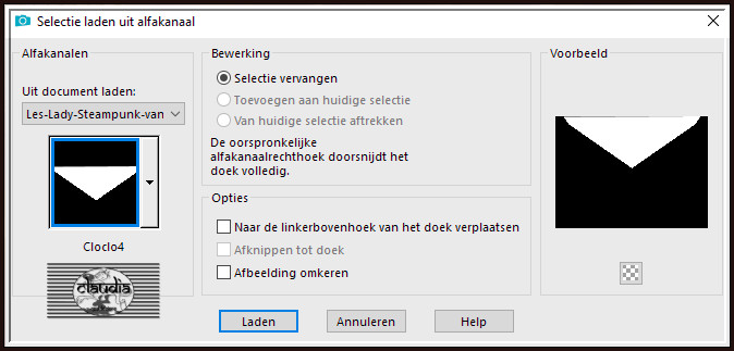 Selecties - Selectie laden/opslaan - Selectie laden uit alfkanaal : Cloclo4