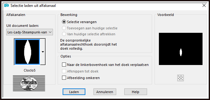 Selecties - Selectie laden/opslaan - Selectie laden uit alfkanaal : Cloclo5