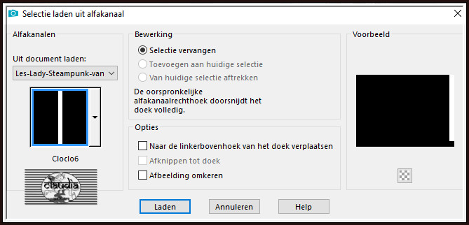 Selecties - Selectie laden/opslaan - Selectie laden uit alfkanaal : Cloclo6