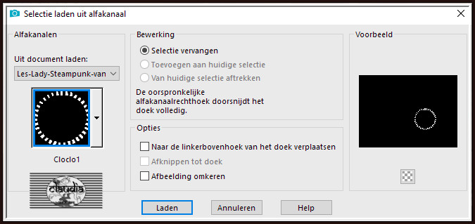 Selecties - Selectie laden/opslaan - Selectie laden uit alfkanaal : Cloclo1