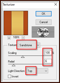 Effecten - Insteekfilters - Textures - Texturizer