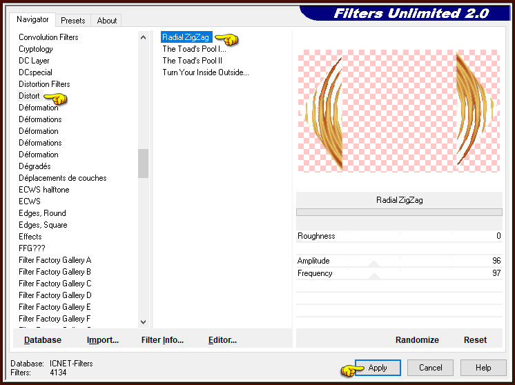 Effecten - Insteekfilters - <I.C.NET Software> - Filters Unlimited 2.0 - Distort - Radial ZigZag
