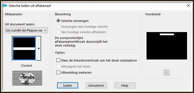 Selecties - Selectie laden/opslaan - Selectie laden uit alfkanaal : Cloclo4