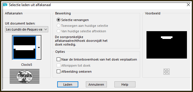 Selecties - Selectie laden/opslaan - Selectie laden uit alfkanaal : Cloclo5