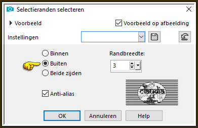 Selecties - Wijzigen - Selectieranden selecteren