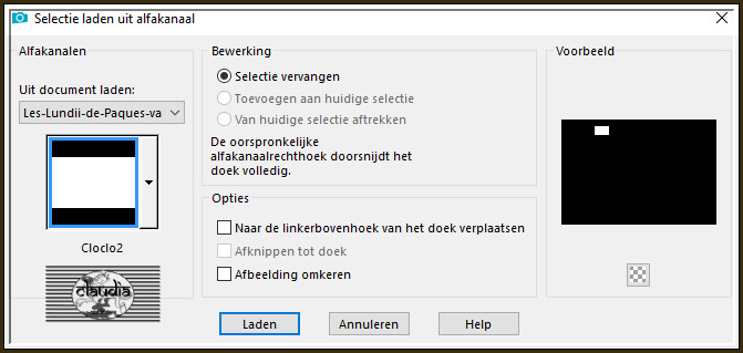 Selecties - Selectie laden/opslaan - Selectie laden uit alfkanaal : Cloclo2